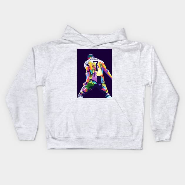 Cristiano Ronaldo Siu Pop Art Kids Hoodie by Zet Art